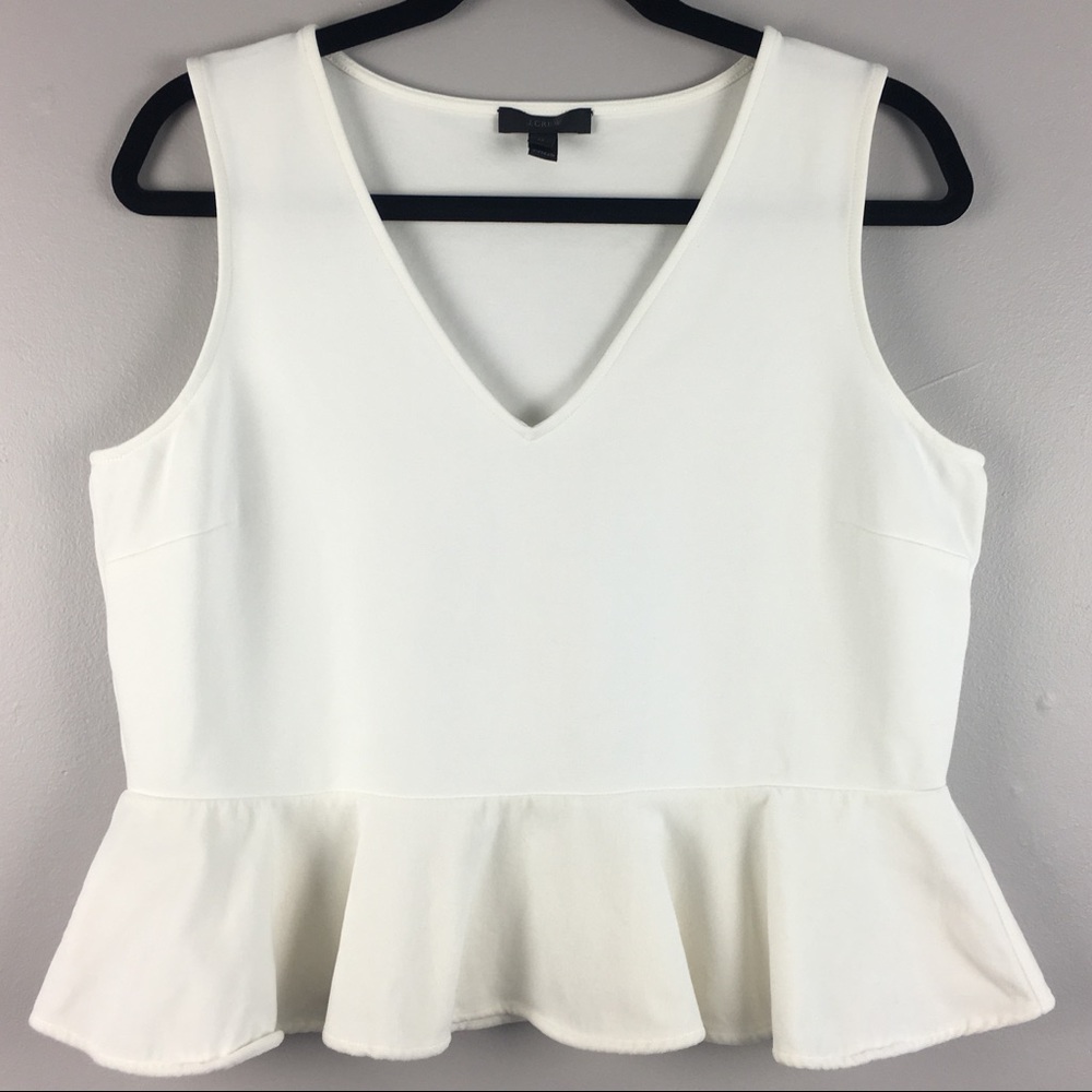 J. Crew Ivory Velvet Peplum Top In Medium